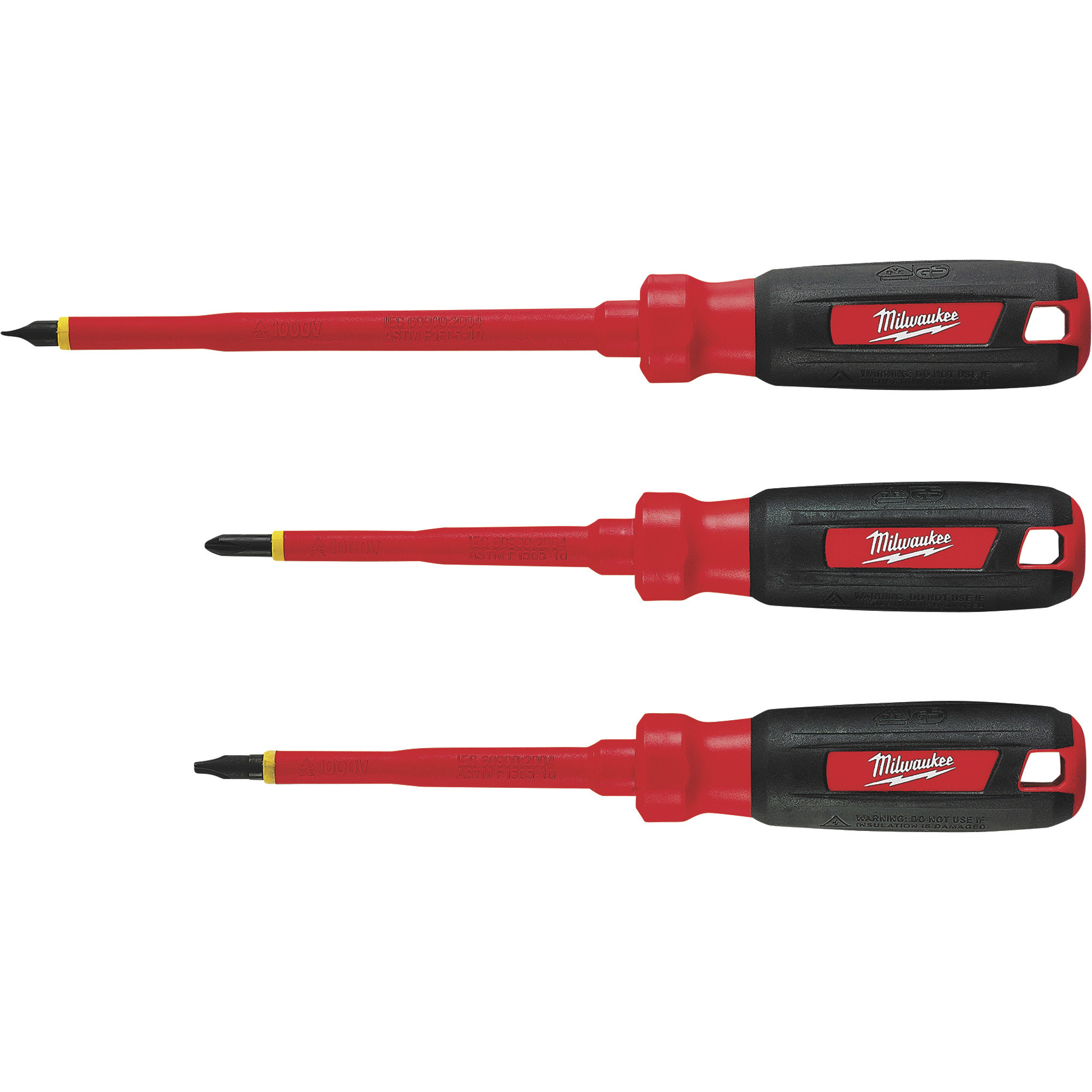 Milwaukee 1000V Insulated Screwdrivers, 3-Pc. Set, Model# 48-22-2202